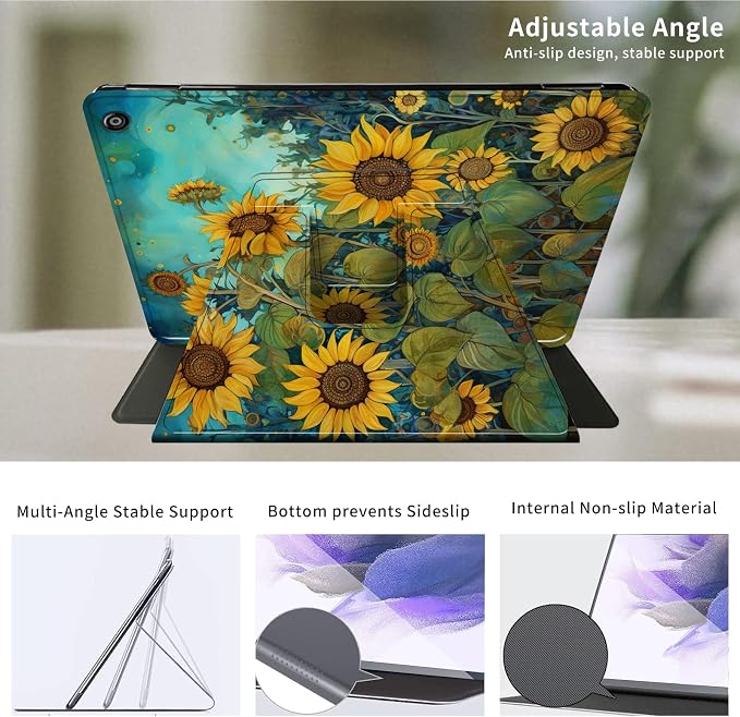 for iPad 9th Generation Case (2021)/8th Gen (2020)/ 7th Gen (2019) 10.2 Inch-360 Degree Rotating Multi-Angle Viewing Protective Cover with Auto Sleep/Wake-Art Mandala Flower