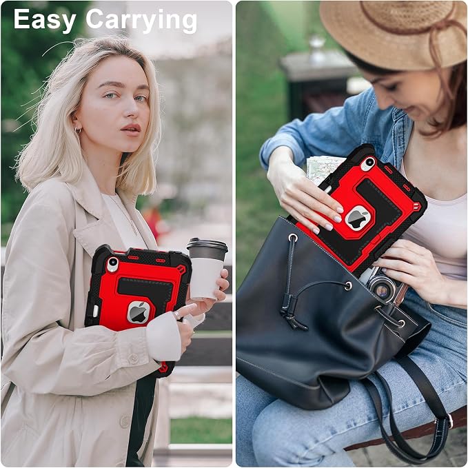 Kids Case Compatible with iPad mini 7 A17 pro 2024 Mini 6 8.3”Colorful Shockproof Case with Pencil Holder and Adjustable Big StandHandle Strap for iPad mini 6th 7th Gen