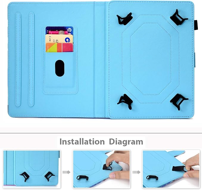 Universal 7 Inch Tablet Case Techcircle Ultra Slim Lightweight PU Leather Stand Folio Flip Wallet Protective Shell Case [Card Slots] [Magnetic Closure] for All 7 Android Tablet PC Cherry Blossom