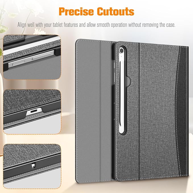 Fintie Portfolio Case for Samsung Galaxy Tab S10 FE Plus 13.1'' 2025 Black | Model (SM-X620/X626) Multiple Angles Business Cover with Pocket Built-in S Pen Holder