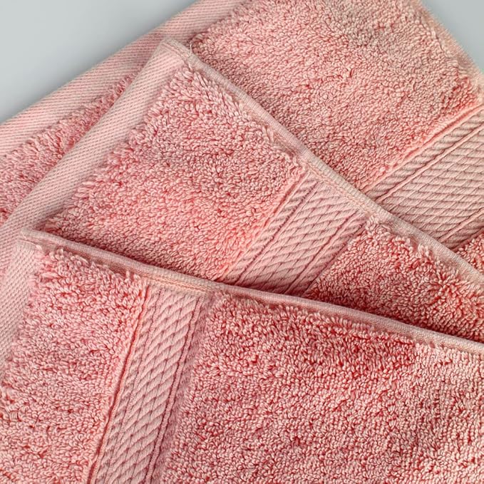 Superior Egyptian Cotton Pile Bath Towel Set of 2, Ultra Soft Luxury Towels, Thick Plush Essentials, Absorbent Heavyweight, Guest Bath, Hotel, Spa, Home Bathroom, Shower Basics, Tea Rose