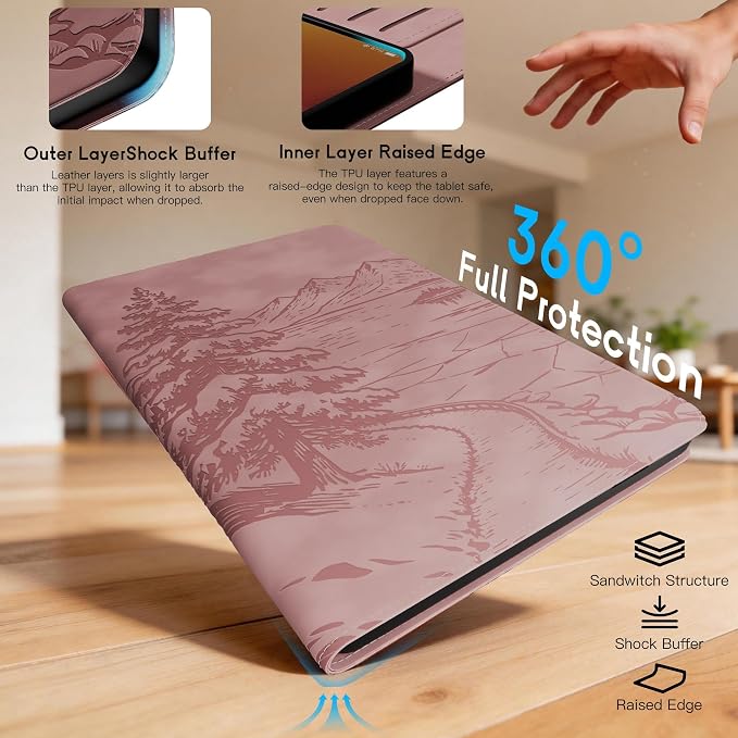 Galaxy Tab S10 Lite / S10 FE / S9 FE Case(10.9 Inch) Frozen Lake Premium Leather with Soft-Touch Feel Built-in Card Slots Adjustable Kickstand Slim and Lightweight ICY Blue
