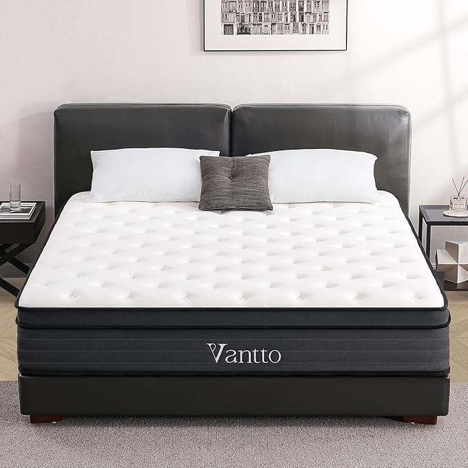 Queen Size Mattress, 10 Inch Individual Pocket Springs Hybrid Memory Foam Mattress in a Box for Pressure Relief, Motion Isolation, CertiPUR-US, Medium Firm