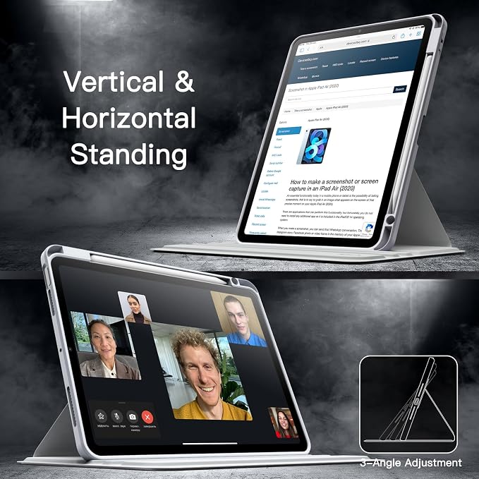 JETech Rotating Case ONLY for iPad Air 11-Inch M4/M3/M2 (2026/2025/2024) iPad Air 5/4 (2022/2020 5th/4th Generation 10.9-Inch) 360 Degree Rotation Protective Stand Cover Clear Back (Black)