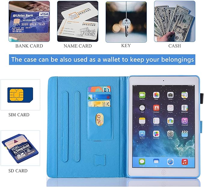 Case for iPad 9th/8th/7th Generation iPad 10.2 Case (2021/2020/2019 Model iPad 9/8/7 Case) PU Leather Folio Folding Stand Cover for iPad 10.2 inch Auto Wake/Sleep Hummingbird