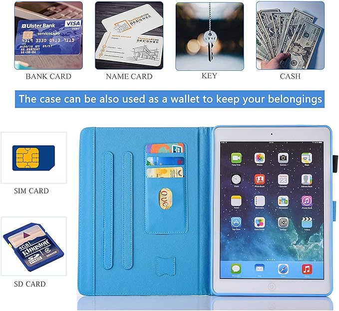 Case for iPad 9th/8th/7th Generation iPad 10.2 Case (2021/2020/2019 Model iPad 9/8/7 Case) PU Leather Folio Folding Stand Cover for iPad 10.2 inch Auto Wake/Sleep Hummingbird