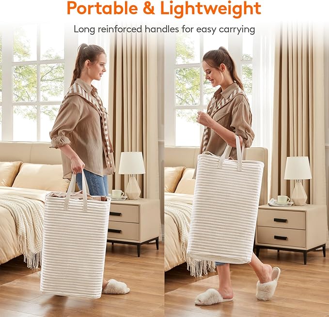 Lifewit 3 Pack Laundry Hamper Large Collapsible Laundry Baskets, Freestanding Waterproof Clothes Hamper with Easy Carry Handles in Laundry Room Bedroom Bathroom College Dorm for Adults, Black, 3 x 80L