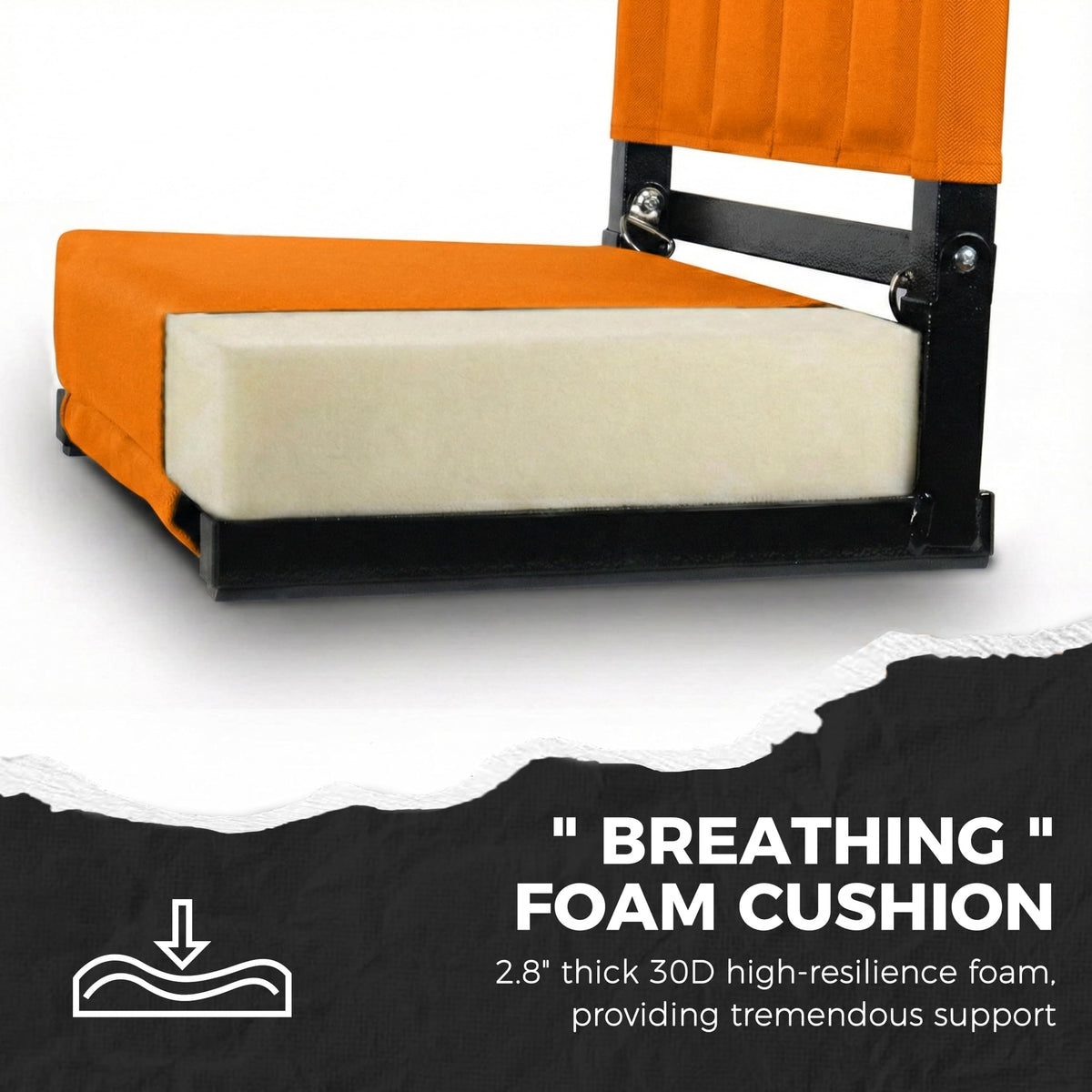 SPORT BEATS Stadium Seats with Back Support Bleacher Chairs with Back and Cushion Thick Padded Bleacher Seats Includes Shoulder Strap Orange 1pc Standard