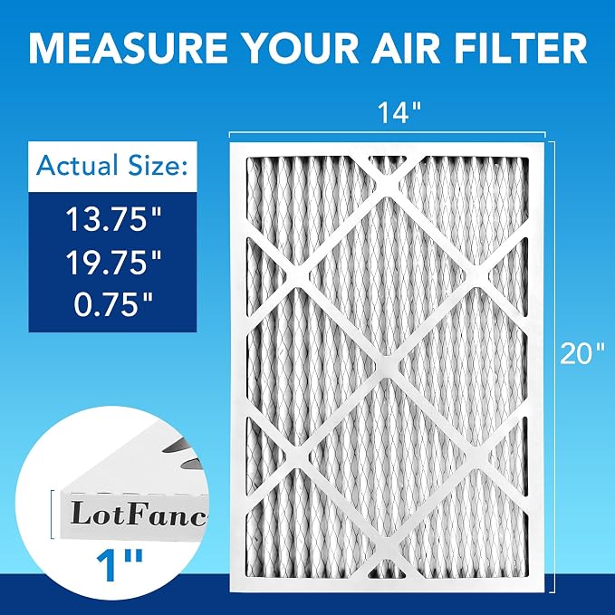 LotFancy 14x20x1 Air Filter MERV 13 6-Pack, Electrostatic Pleated HVAC Furnace