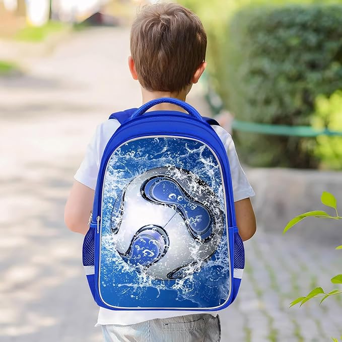 School Backpack for Boys - Soccer Boys Backpack for Kids Children Teens Elementary Middle School - Students Bag for Ages 6-18,17″Bookbag Multifunctional Large Capacity