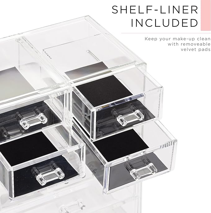 Sorbus Clear Cosmetic Makeup Organizer - Make Up & Jewelry Storage, Case & Display - Spacious Design - Great Holder for Dresser, Bathroom, Vanity & Countertop (3 Large, 4 Small Drawers)
