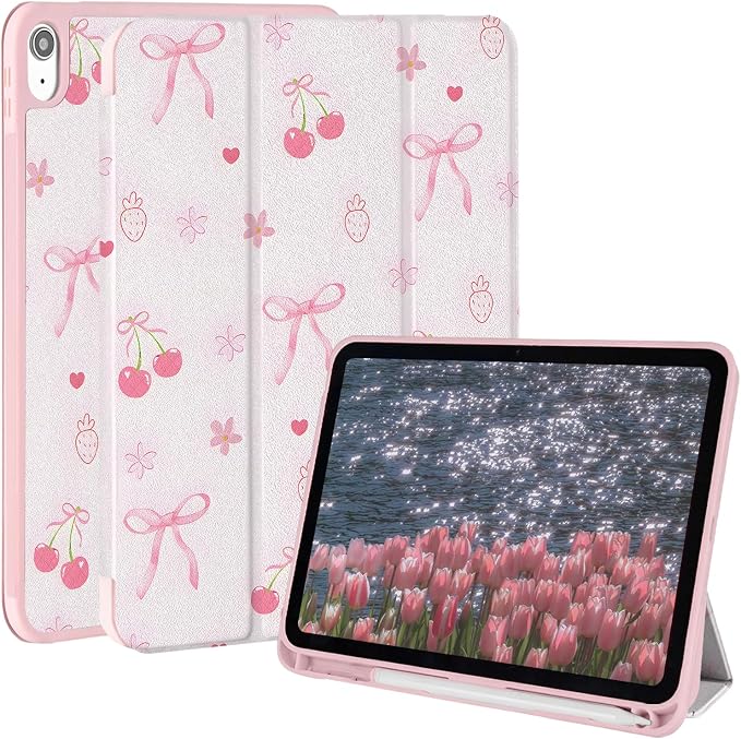 Case for iPad 9th/ 8th/ 7th Generation Case 10.2&amp10.5 Inch (2021/2020/2019 Release) Slim Lightweight Soft Trifold Back Cover with Pencil Holder &amp Auto Sleep/Wake CoverBeige Checkered