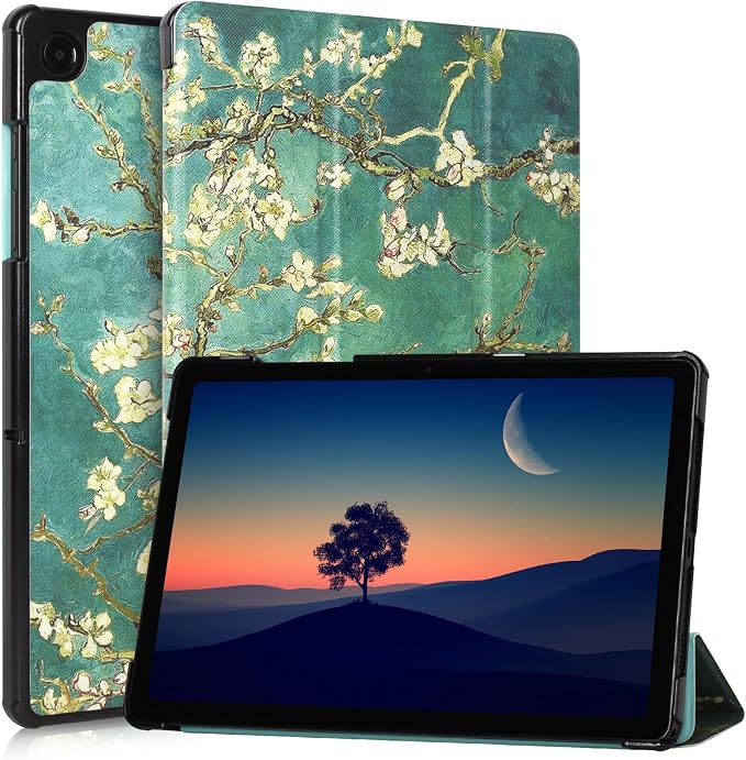 Caweet Case for Samsung Galaxy Tab A9+ / A9 Plus 11 Inch 2023 Ultra Slim Lightweight Hard Back Shell Tri-Fold Stand Cover with Atuo Sleep/Wake Almond Blossom