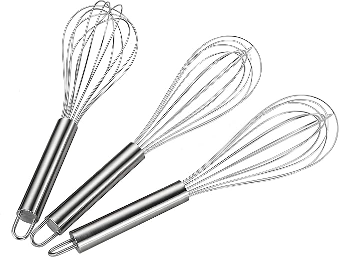 VITASUNHOW 10" Stainless Steel Balloon Whisk for Baking pack of 3