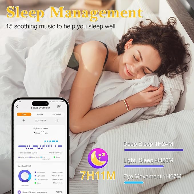 Smart Bracelet for Women, Jewelry Fitness Tracker with 2 Bands, Heart Rate & SPO₂ Monitor, Stress & Sleep Tracking, Step & Calorie Counter, 5ATM Waterproof for iOS & Android, No Subscription, Red