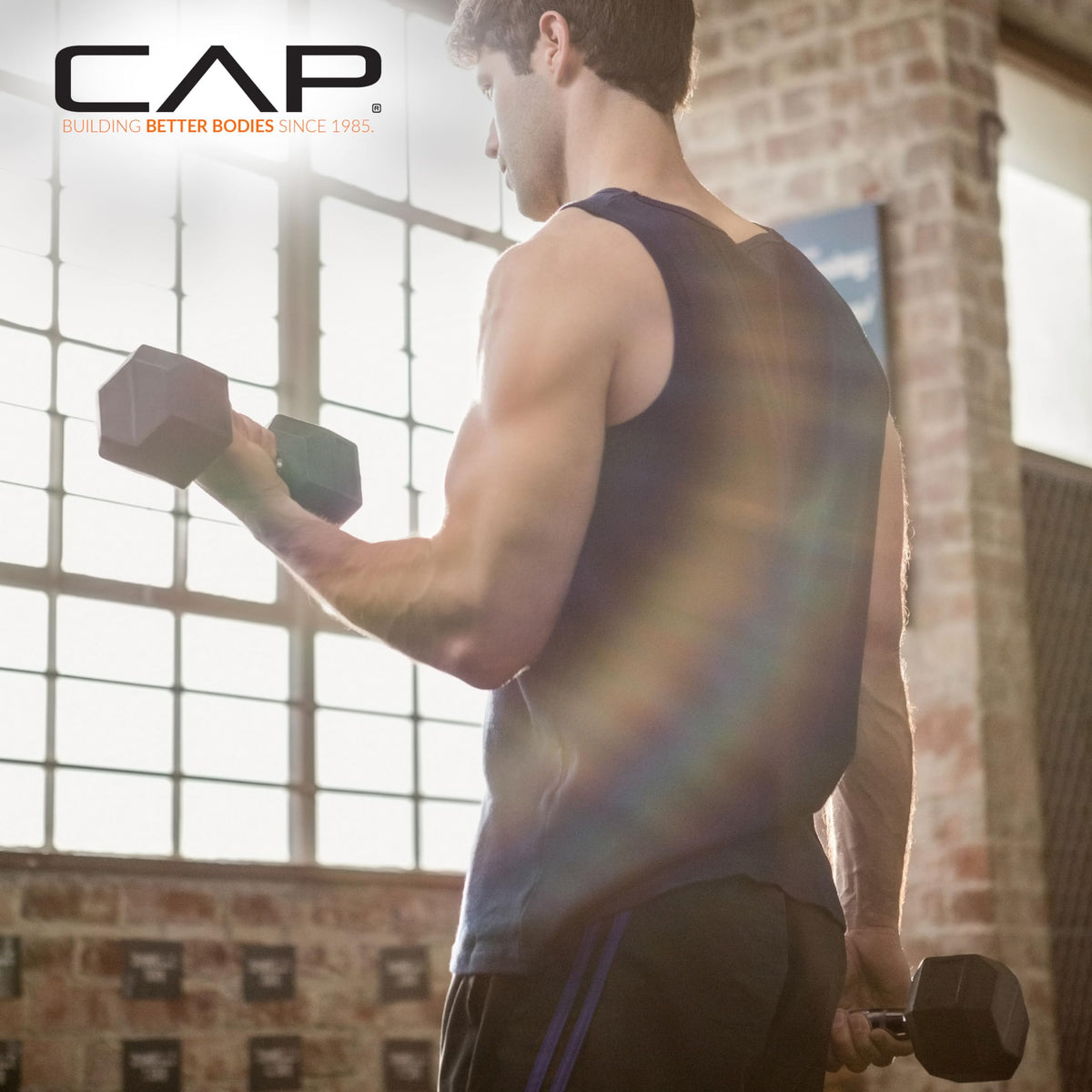 CAP 55 LB Rubber Coated Hex Dumbbell Weight, Rubber Free Weights for Home Gym Strength Training, Black Oxide Handle, Single