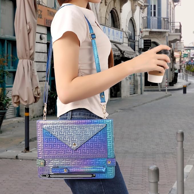 Handbag Case for Samsung Galaxy Tab S10 FE/S9 FE 10.9/S9/S8/S7 11 Techcircle Folio Stand Crossbody Wallet Protective Cover with S Pen Holder &amp Card Slots Hand Strap &amp Shoulder Strap Black