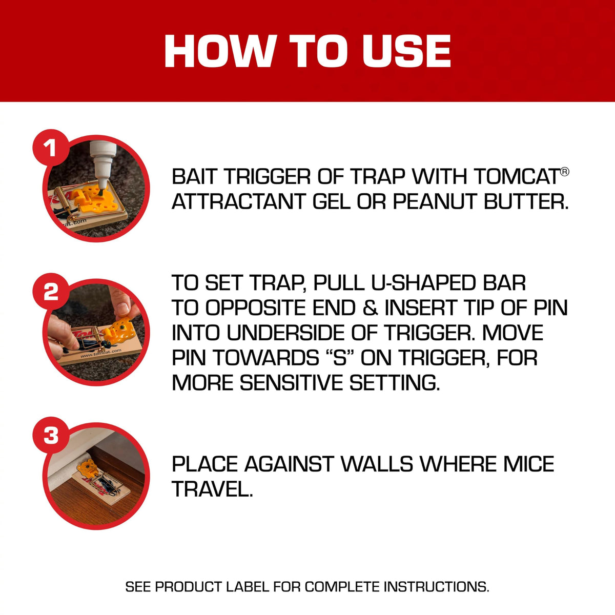 Tomcat Mouse Traps (Wooden), Easy to Use, Effective Way to Catch Mice, 24-Pack