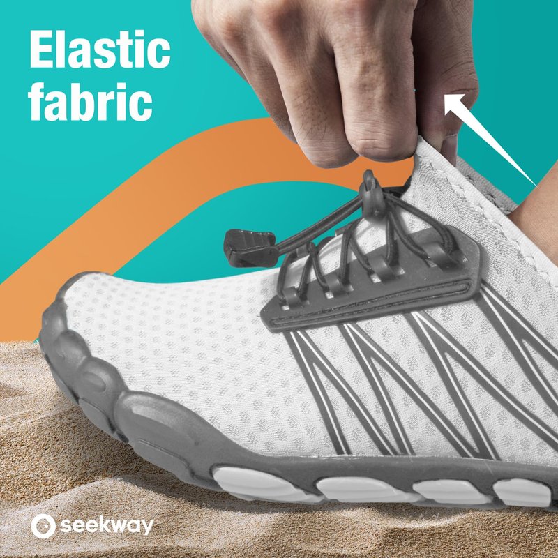 SEEKWAY Water Shoes Sports Quick-Dry Barefoot Aqua Beach Pool Lake Swim Boating Hiking Surfing Men Women 407-White SP001