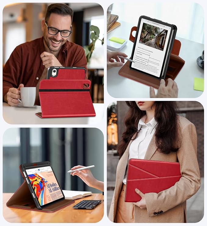 DTTO for iPad mini 7 A17 Pro 2024 aslo fit iPad mini 6 2021 Brown | 360 Degree Rotating Premium Faux Leather Folio Stand Cover with Pencil Holder Auto Sleep/Wake Multiple Angles Hand Strap
