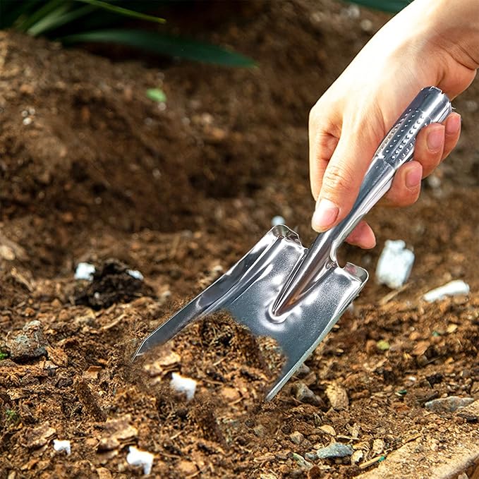 Garden Shovel Trowel Hand Shovels, Stainless Steel Gardening Tools for Transplanting Weeding Moving and Smoothing Digging Planting (3)