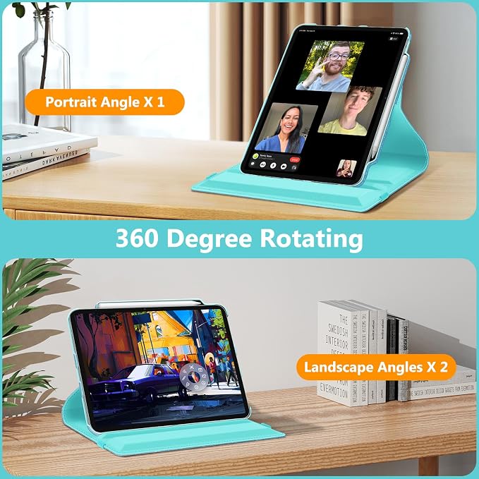Fintie Rotating Case for iPad Air 13-inch M4/M3/M2 (2026/2025/2024) | 360° Swivel Stand Landscape &amp Portrait Viewing Shockproof Protective Cover Pencil Holder Auto Sleep/Wake Black