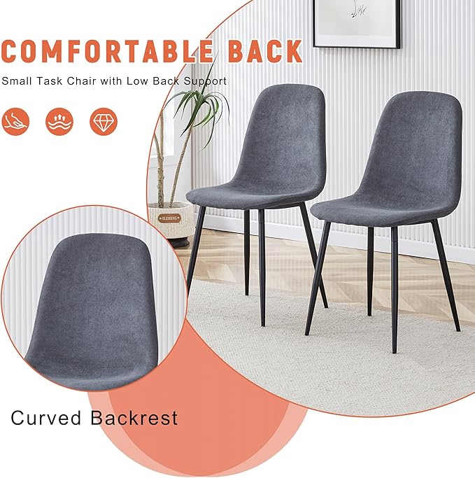 AZmac Round Dining Table Set for 4, Wooden Round Table 5-Piece with Modern Farmhouse Dining Table and 4 Fabric Chairs for Kitchen Dining Room, Wooden Table + 4 Gray Chairs