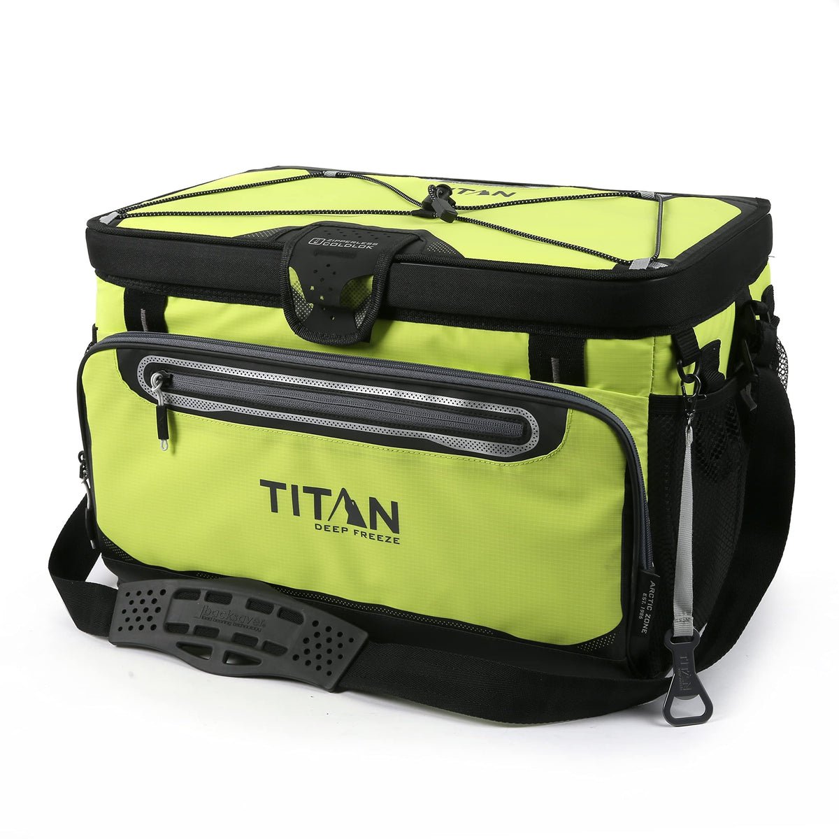 Titan by Arctic Zone Deep Freeze Cooler - 48 Can Zipperless Hardbody Cooler with Deep Freeze Insulation, HardBody Liner, and SmartShelf - Moss Green