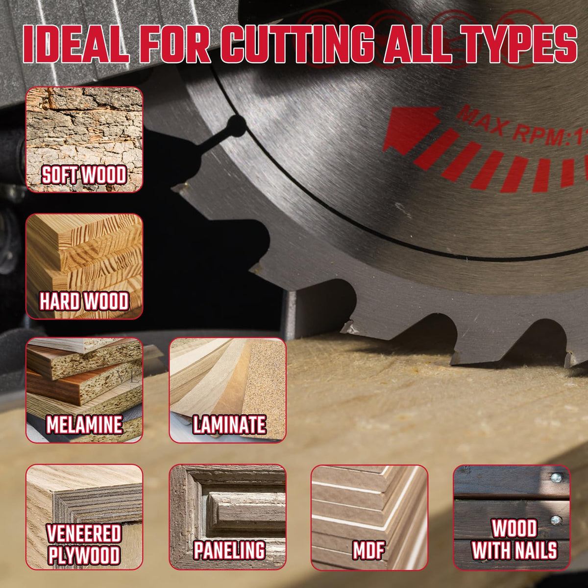 10 Pack Circular Saw Blade 6-1/2" 24T with 5/8" Arbor, Carbide Tipped Teeth, TCT Saw Blades for Cutting Various Wood, Plastic and Composite Materials, Fit Dewalt Craftsman Ryobi Milwaukee
