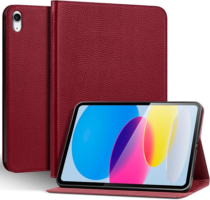 Genuine Leather Case for iPad 11th Gen 11(2025/A16)/10th Gen 10.9 | Slim Protective Cover with Adjustable Stand Auto Wake/Sleep Premium Leather Black