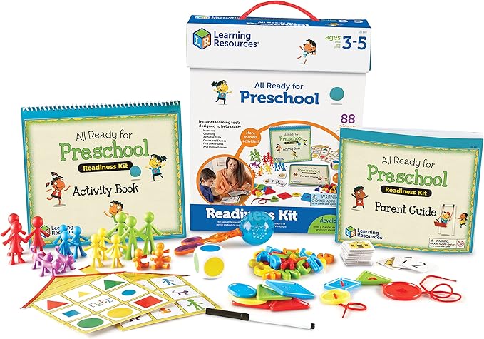 Learning Resources All Ready For Preschool Readiness Kit - 60 Activities Set, Ages 3+, Kindergartner Preparation Kit, Preschool Homeschool Curriculum