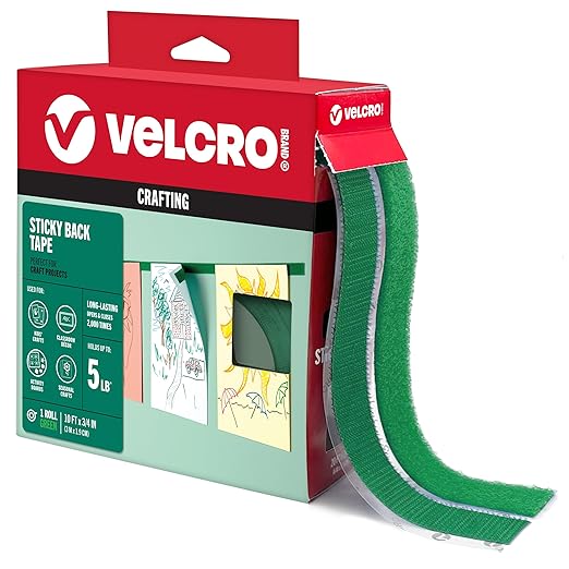 Velcro Brand Colors | Green Sticky Back Tape | 10ft Roll with Adhesive, Cut Strips to Length | Mount Classroom Décor, Create Seasonal Craft Projects | Organize Home or Office