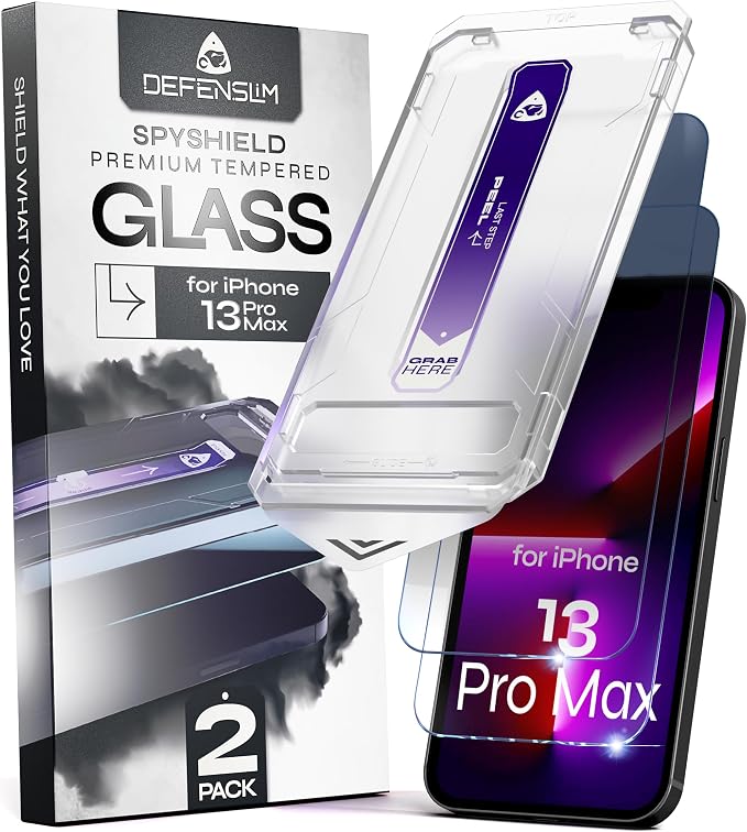 Defenslim for iPhone 13 Pro Max Privacy Screen Protector (2Pack) Easy Auto-Dust &amp Align Install Kit 6.7 Tempered Glass 9H Hardness Privacy Protection Case Friendly SpyShield