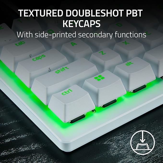 Razer Huntsman V3 Pro Mini 60% Esports Gaming Keyboard: Analog Optical Switches Snap Tap - Rapid Trigger - Adjustable Actuation - Dual-Purpose Mod Keys - Doubleshot PBT Keycaps - White