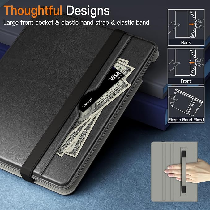 JETech Business Case Cover for iPad 6th/5th Gen 9.7 (2018/2017) Black | PU Leather Design Pencil Holder &amp Pocket Multi-Angle Viewing