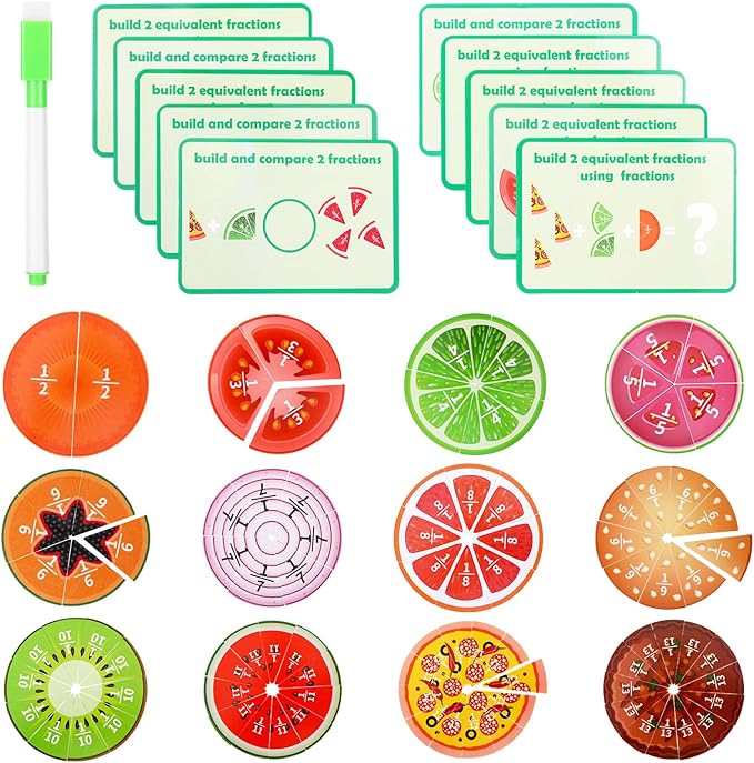 Magnetic Fraction Tiles & Circles Magnetic Math Manipulatives 2nd, 3rd, 4th, 5th Grade for Elementary Teachers Fraction Manipulatives School Homeschool Classroom Whiteboard Teaching Supplies