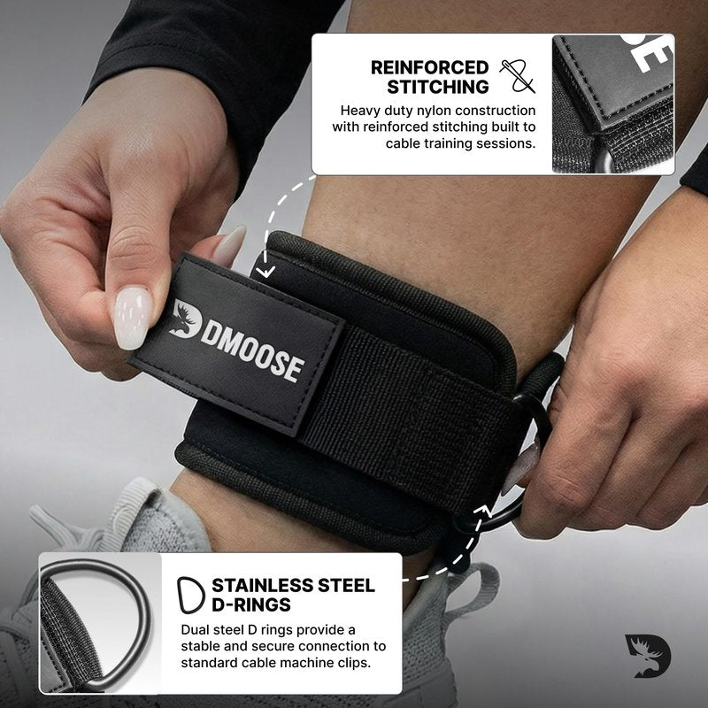 DMoose Fitness Ankle Straps for Cable Machines - One Size Fit Premium Padding, Glute Kickback Ankle Strap for Women & Men, Cable Attachments for Gym & Booty Workouts (Lilac Purple - Single)