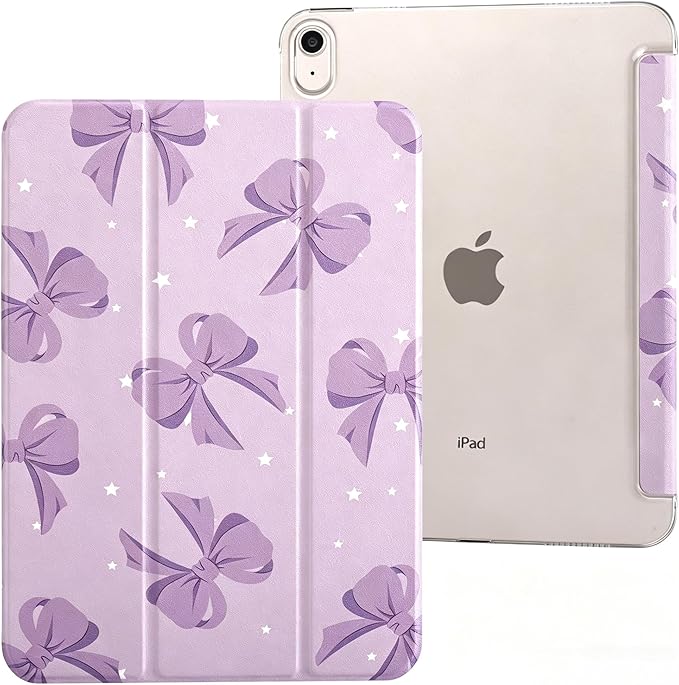 case for ipad 11th Generation11 Inch 2025 (A16 Chip) &amp 10th Gen 10.9 Inch 2022 - Slim Scratch-Resistant Hard PC Translucent Back Shell Smart Cover Wake/Sleep FunctionBlack Bow