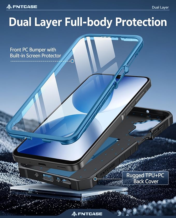 FNTCASE for 11 Pro XL Case Rugged Kickstand 2 Front Frames Black | Built-in Screen Protector 20FT Military-Grade Drop Protection Rugged Heavy Duty Shockproof Full Body Protective Cover