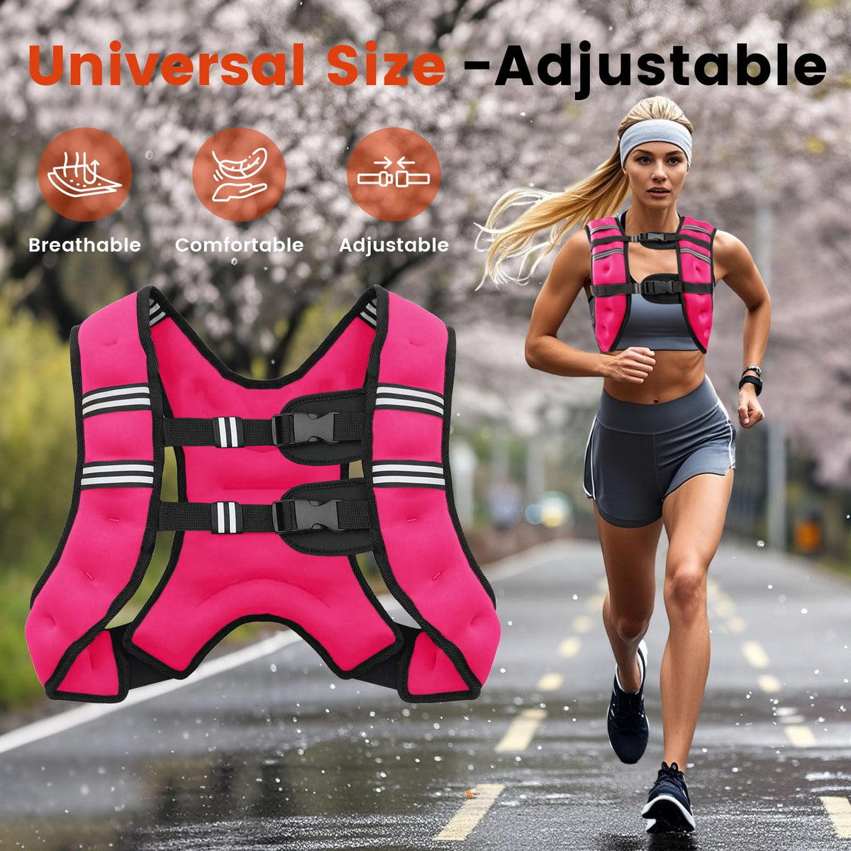 Poudee Weighted Vest, 20LB Weight Vest for Men Women, Body Weight Vests Adjustable with Reflective Stripe for Strength Training, Running, Training Workout, Jogging, Walking - 20LB, PINK