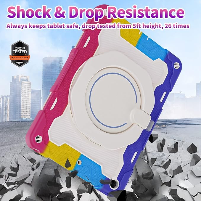 for iPad 9th 8th 7th Generation Case(iPad 10.2 inch) for Kids | 15ft Drop Protection Rugged with 360 Kickstand Handle Shoulder Strap，HD Screen Protector，Shockproof (2021/2020/2019 Release)