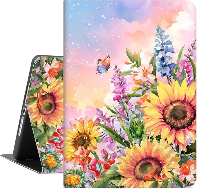 Lokigo Case for iPad 9th/8th/7th Gen 10.2 Air 3rd/Pro10.5 Aurora Forest | Protective Folio Soft Back Cover Pencil Holder for Teens/Students/Office Staffs 4 Angles Viewing Stand Auto Wake/Sleep