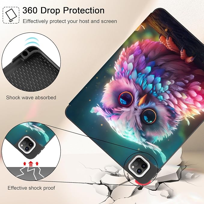 Tuiklol for iPad Pro 11 Inch 4th / 3rd / 2nd / 1st Gen Case 2022 2021 2020 | 2018 Build-in Pencil Holder with Stand TPU Back Cover &amp Trifold Stand &amp Auto Wake/Sleep Tablet Case Black Cat