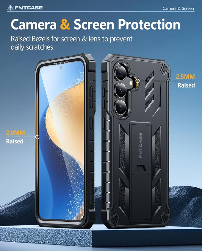 FNTCASE for 11 Pro XL Case Rugged Kickstand 2 Front Frames Black | Built-in Screen Protector 20FT Military-Grade Drop Protection Rugged Heavy Duty Shockproof Full Body Protective Cover
