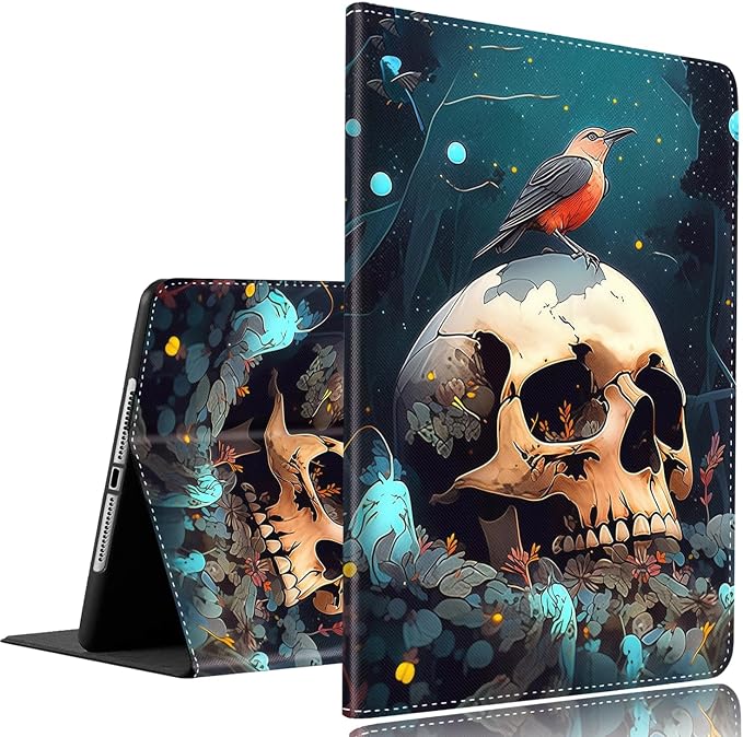 Vintage Floral Astronaut iPad 9th Gen Case - 10.2 Inch Standing Cover with Auto Sleep/Wake