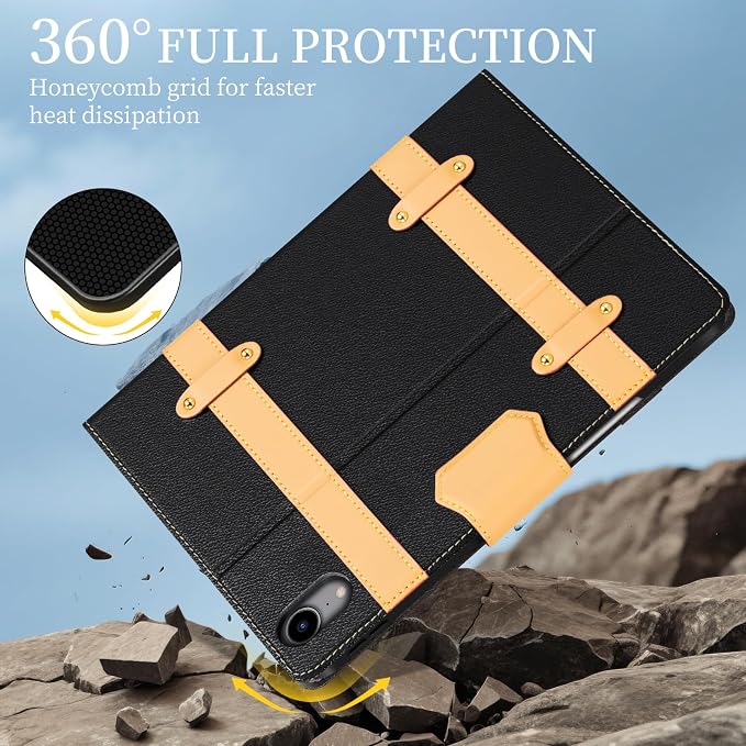Case for iPad mini 7 (A17) ProiPad mini 7th/6th Gen (2024/2021) | Microfiber Leather Folio Cover with Adjustable Multi-angle StandAuto Sleep/WakeShockproof Protection CaseBlack