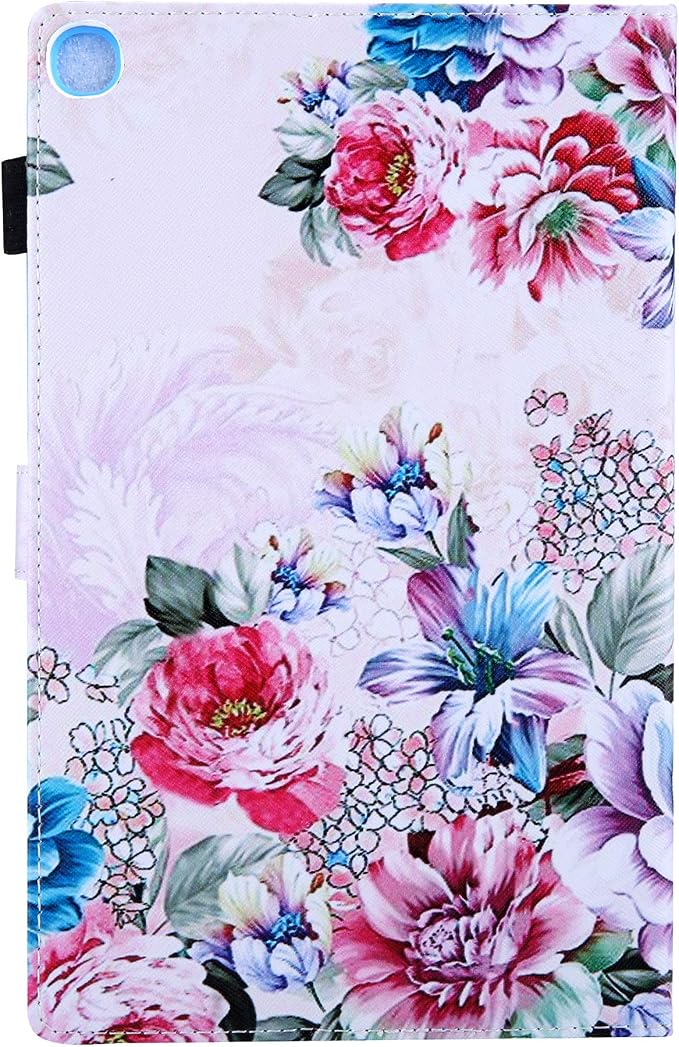 for Galaxy Tab A 8.4 Case 2020 Model (SM-T307/T307U) with Pencil Holder Pockets Multi-Angle Viewing Folio Stand PU Leather Shockproof TPU Cover for Samsung Tab A 8.4 T307 Black Rose Flower