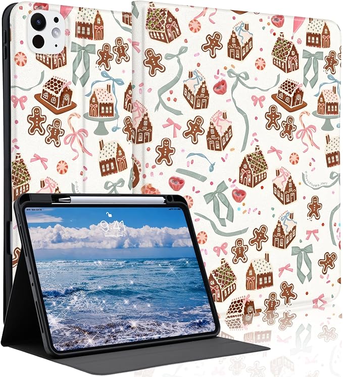 Cute Maple Bear Case for 10.2 iPad 2019/2020/2021(7th/8th/9th Gen) with Pencil Holder Auto Wake/Sleep Leather Soft TPU Back Cover for Women Girls