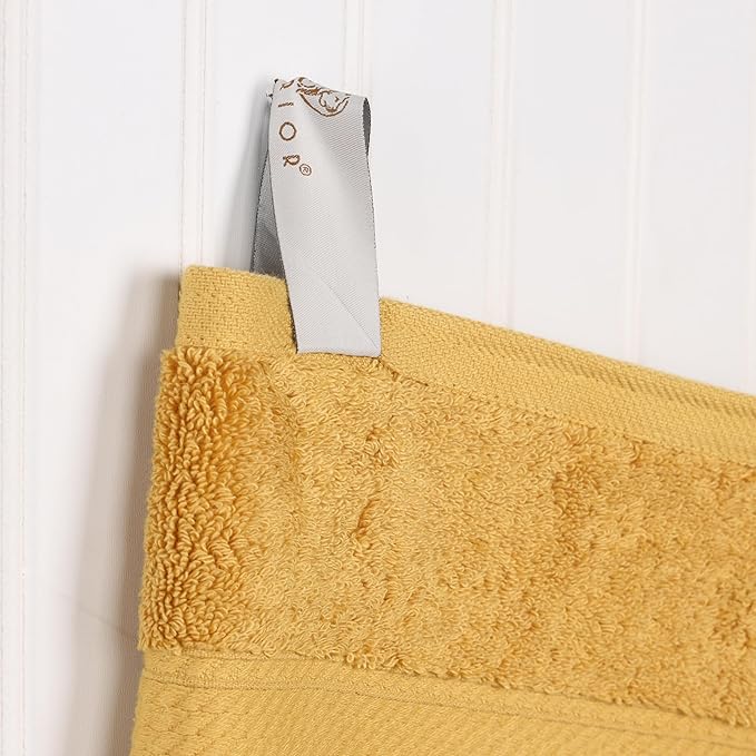 Superior Egyptian Cotton Pile Bath Towels, Ultra Soft Luxury Towel, Thick Plush Essentials, Absorbent Heavyweight, Guest Bath, Hotel, Resort, Spa, Pool, Home Bathroom, Shower Basics, Set of 4, Gold