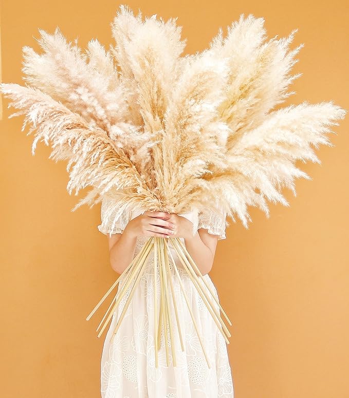 40" inch 40 Stems Natural Pampas Grass Decor Tall, pompas Grass, Tall Pampas Grass for Wedding, Party, Farmhouse, Boho Home Decor